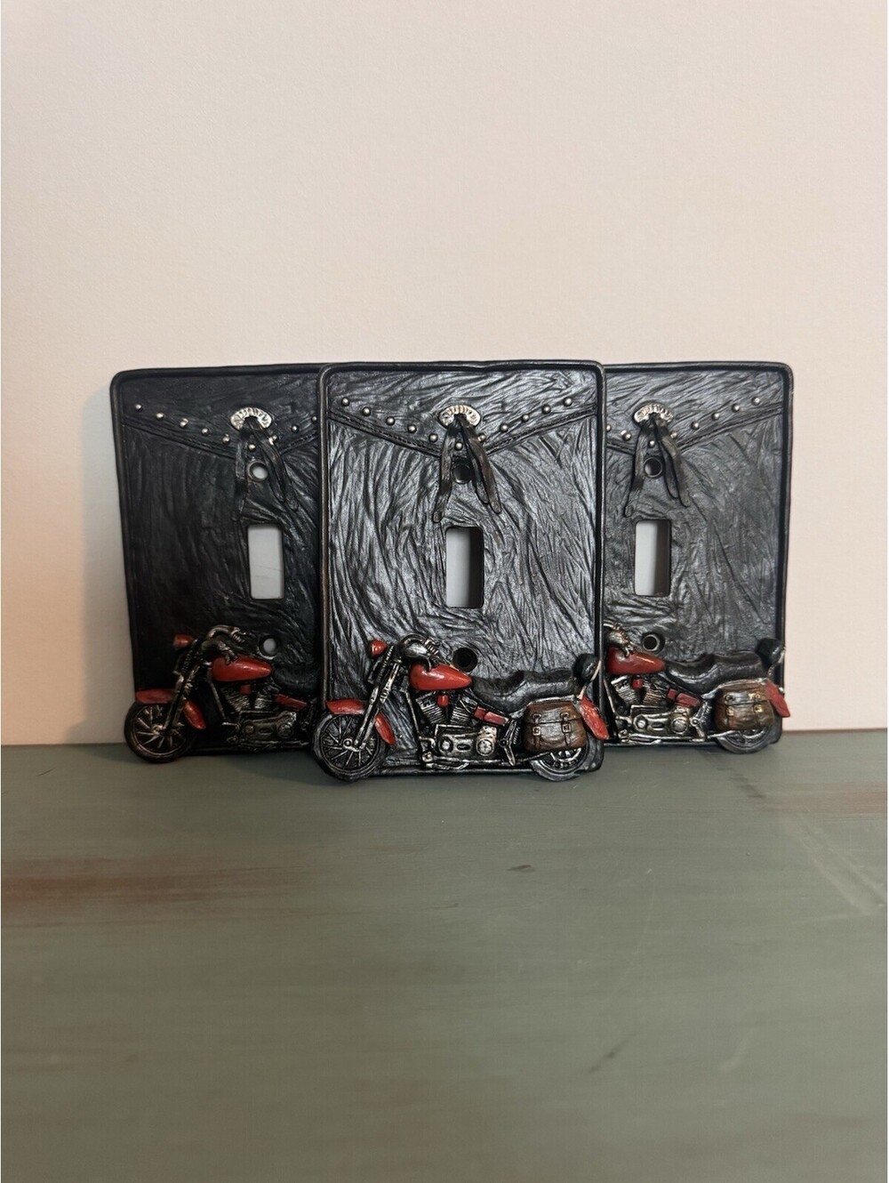 Lot 3 Motorcycle Heavy Metal Light Switch Plate Covers